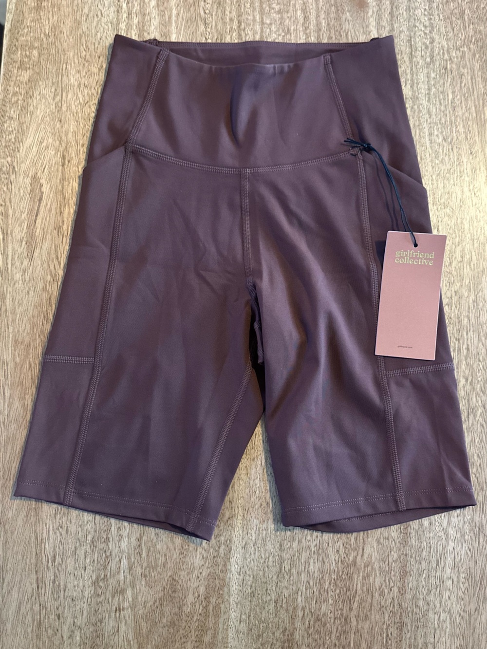 NWT Girlfriend Collective Brown Biker Shorts Small